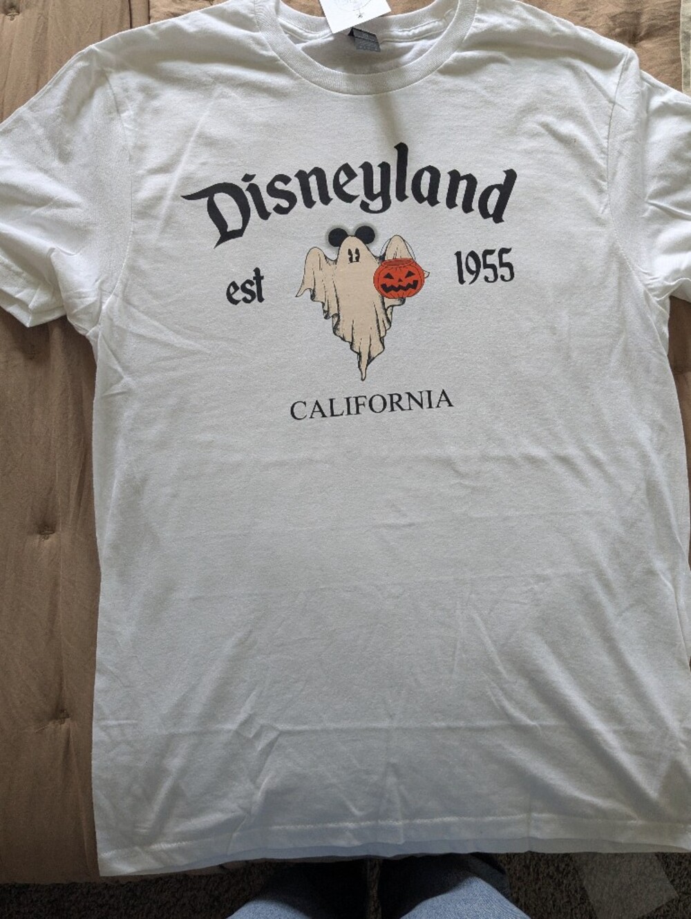 Disney White Short-Sleeve Tee with Ghost Mickey Size M